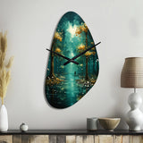 Solitude In Forest Of Emerald I - Asymmetric Metal Wall Clock
