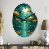Solitude In Forest Of Emerald I - Asymmetric Metal Wall Clock