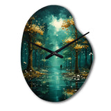 Solitude In Forest Of Emerald I - Asymmetric Metal Wall Clock