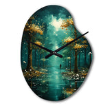 Solitude In Forest Of Emerald I - Asymmetric Metal Wall Clock
