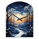 Forest Winter Blue Monochrome - Asymmetric Metal Wall Clock