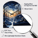Forest Winter Blue Monochrome - Asymmetric Metal Wall Clock