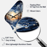 Forest Winter Blue Monochrome - Asymmetric Metal Wall Clock