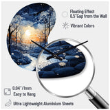 Forest Winter Blue Monochrome - Asymmetric Metal Wall Clock