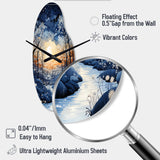 Forest Winter Blue Monochrome - Asymmetric Metal Wall Clock