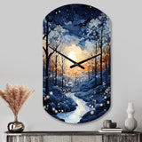 Forest Winter Blue Monochrome - Asymmetric Metal Wall Clock