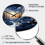 Forest Winter Blue Monochrome - Asymmetric Metal Wall Clock