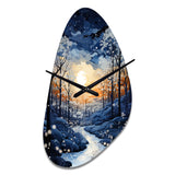 Forest Winter Blue Monochrome - Asymmetric Metal Wall Clock