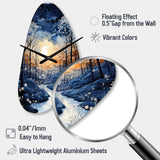 Forest Winter Blue Monochrome - Asymmetric Metal Wall Clock
