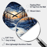 Forest Winter Blue Monochrome - Asymmetric Metal Wall Clock