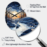 Forest Winter Blue Monochrome - Asymmetric Metal Wall Clock