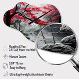 Minimalist Monochrome Red Forest III - Asymmetric Metal Wall Clock