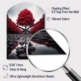 Red And Grey Forest Serenity - Asymmetric Metal Wall Clock