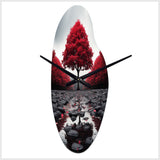 Red And Grey Forest Serenity - Asymmetric Metal Wall Clock