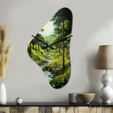 Forest Whispering Woods Pastoral III - Asymmetric Metal Wall Clock