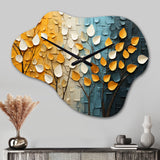 Forest Yellow Wood Collage IV - Asymmetric Metal Wall Clock
