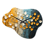 Forest Yellow Wood Collage IV - Asymmetric Metal Wall Clock
