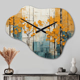 Bold Yellow And Grey Forest III - Asymmetric Metal Wall Clock