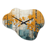 Bold Yellow And Grey Forest III - Asymmetric Metal Wall Clock