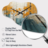 Bold Yellow And Grey Forest III - Asymmetric Metal Wall Clock