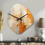Glam Orange Beige Collage IV - Asymmetric Metal Wall Clock