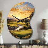 Golf Golden Hour Golf - Asymmetric Metal Wall Clock