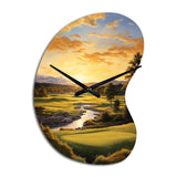 Golf Golden Hour Golf - Asymmetric Metal Wall Clock