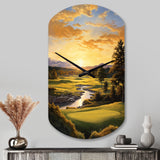 Golf Golden Hour Golf - Asymmetric Metal Wall Clock