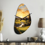 Golf Golden Hour Golf - Asymmetric Metal Wall Clock