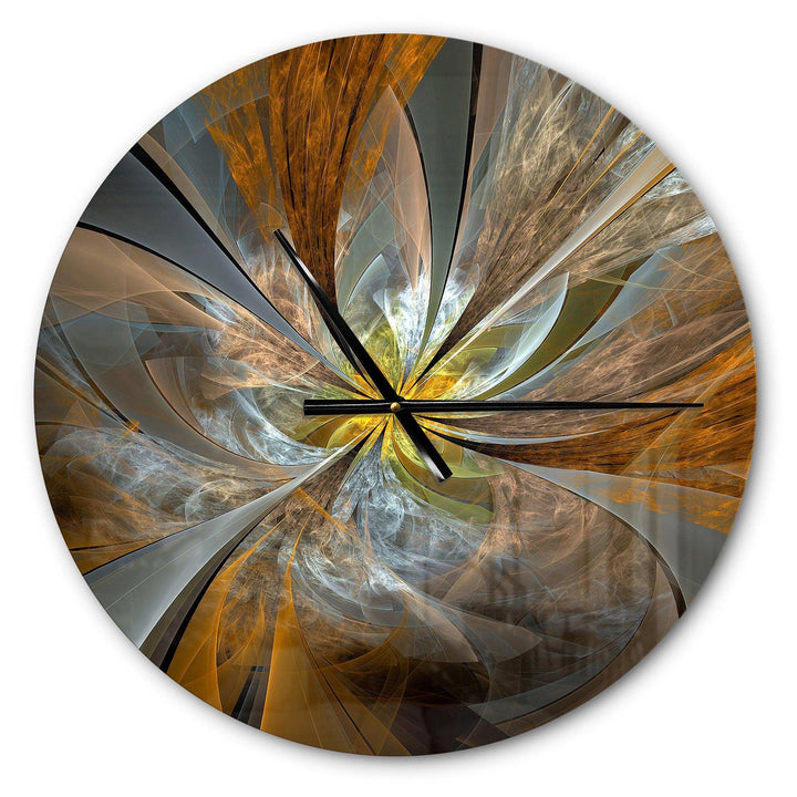 Designart Symmetrical Yellow Fractal Flower - Floral Metal Wall Clock