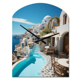 Greece Santorini Beautiful Cityscape II - Asymmetric Metal Wall Clock