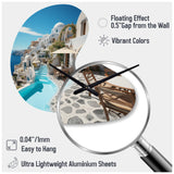Greece Santorini Beautiful Cityscape II - Asymmetric Metal Wall Clock