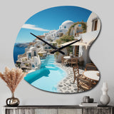Greece Santorini Beautiful Cityscape II - Asymmetric Metal Wall Clock