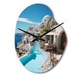 Greece Santorini Beautiful Cityscape II - Asymmetric Metal Wall Clock