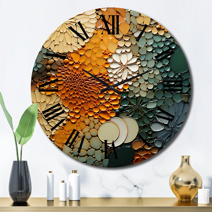 Hardedge Art Earthy Euphony VI - Abstract Metal Wall Clock