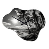 Hawaii Black And White Shadows Of Aloha II - Asymmetric Metal Wall Clock