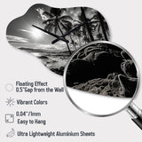 Hawaii Black And White Shadows Of Aloha II - Asymmetric Metal Wall Clock