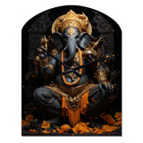 Hinduism Divine Ganesha II - Asymmetric Metal Wall Clock