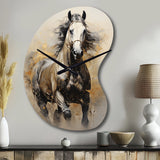 Beige Horse Golden Equestrian Pointillism - Asymmetric Metal Wall Clock
