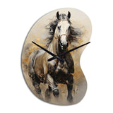 Beige Horse Golden Equestrian Pointillism - Asymmetric Metal Wall Clock