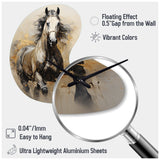 Beige Horse Golden Equestrian Pointillism - Asymmetric Metal Wall Clock