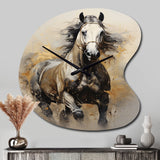 Beige Horse Golden Equestrian Pointillism - Asymmetric Metal Wall Clock