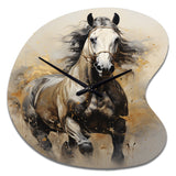 Beige Horse Golden Equestrian Pointillism - Asymmetric Metal Wall Clock
