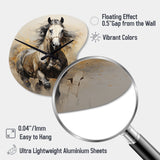 Beige Horse Golden Equestrian Pointillism - Asymmetric Metal Wall Clock