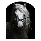 Grey Horse Majestic Monochrome - Asymmetric Metal Wall Clock