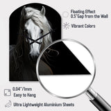 Grey Horse Majestic Monochrome - Asymmetric Metal Wall Clock