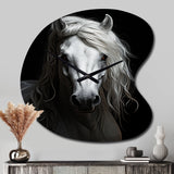 Grey Horse Majestic Monochrome - Asymmetric Metal Wall Clock