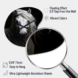 Grey Horse Majestic Monochrome - Asymmetric Metal Wall Clock