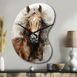 Brown Beige Horse Spirit Of Equus - Asymmetric Metal Wall Clock