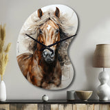Brown Beige Horse Spirit Of Equus - Asymmetric Metal Wall Clock